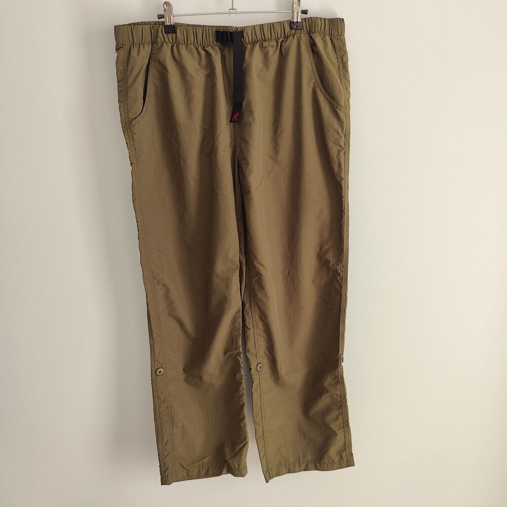 Gramicci Pants Mens XL Green Nylon Stretch Hiking Belted Climbing Hiker